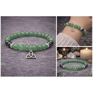 Green‎ Aventurine Hematite Bracelet Boho Witchy Grounding Crystal Jewelry